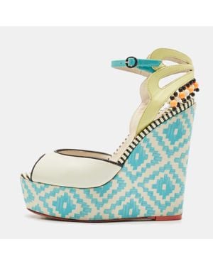 Sophia Webster Leather Lucita Espadrille Wedge Sandals - Blue
