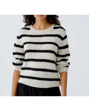 Ouí Stripe Crew Sweater - Gray