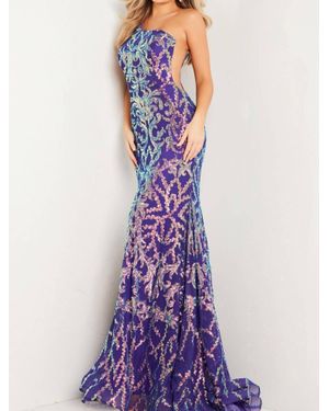 Jovani One Shuolder Sequin Mermaid Dress - Purple
