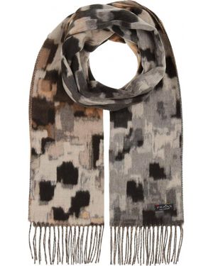 V. Fraas Abstract Houndstooth Cashmink Scarf - Black