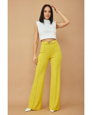 TRUEDAMES Cg Buckle And Button Detail Pants - Yellow