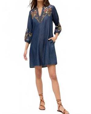 Johnny Was Durago Ruffle Field Dress - Blue