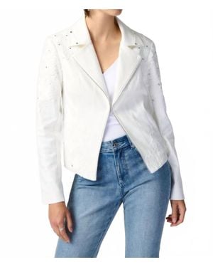 Joseph Ribkoff Studded Faux Suede Jacket - White