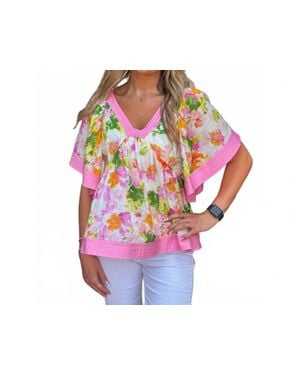 Fate Sunny Floral Babydoll Top - Pink