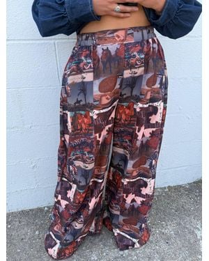 Lucky & Blessed High Waist Wide Leg Pants - Blue