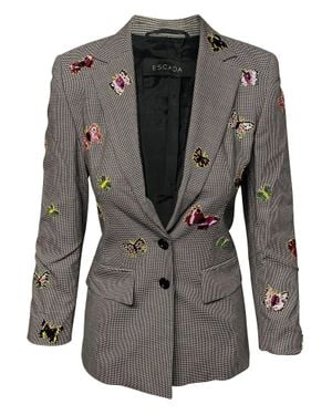 ESCADA Beaded Houndstooth Trouser Suit Set - Black