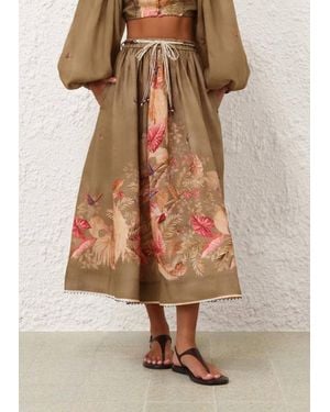 Zimmermann Ascension Midi Skirt - Brown