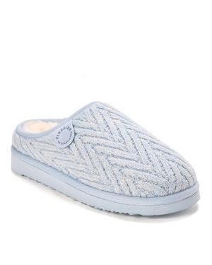Dearfoams Fireside By Greta Genuine Shearling Knit Clog Slipper - Blue