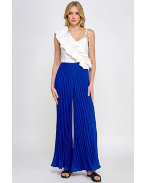 TRUEDAMES Cami Asymmetrical Ruffle Detail Pleated Bottom Jumpsuit - Yellow