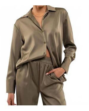 Blu Pepper Satin Button Up Woven Top - Brown