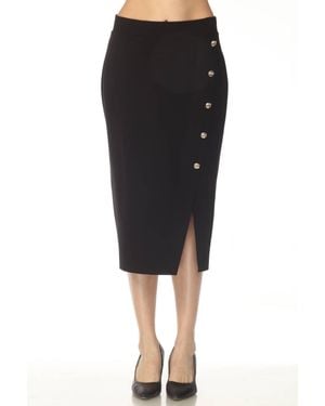 Joseph Ribkoff Asymmetric Slit Midi Pencil Skirt - Black