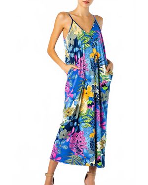 Bloidy Floral-Print Stretch-Modal Jersey Maxi Dress - Blue