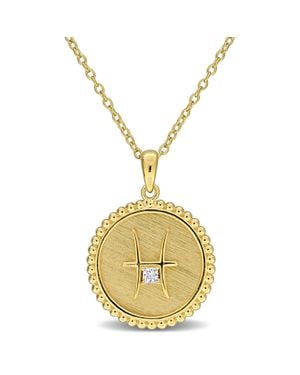 Mimi & Max 1/6Ct Tgw Created Sapphire Pisces Zodiac Sign Necklace - Metallic