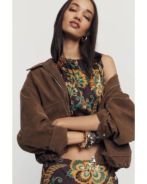 FARM Rio Bubble-Hem Top - Brown