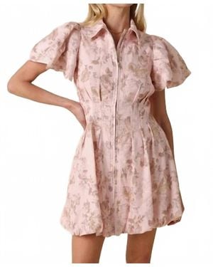Olivaceous Delaney Floral Bubble Mini Dress - Pink