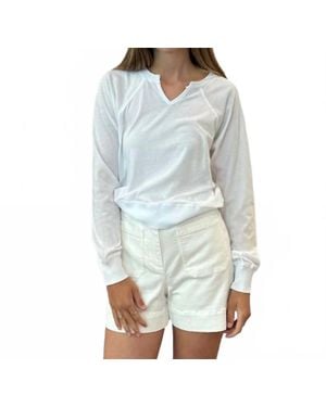 Bobi Split Neck Pullover - Blue