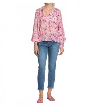Apny Half-Placket Pullover Blouse - Pink