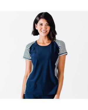Calypsa Loose Fit Short Sleeve Adele Swim Top - Blue