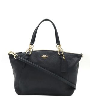 COACH Small Kelsey Satchel Handbag Pebbled Leather - Black
