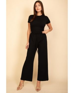 TRUEDAMES Fashnzfab Relaxed Fit Top And Wide-Leg Pants Set - Black