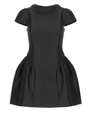 Self-Portrait Taffeta Collared Midi Dress With Structured Silhouette - Black