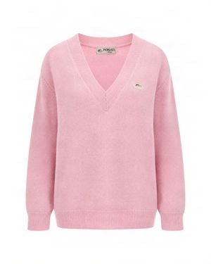 Fiorucci V-Neck Oversized Wool-Cashmere Sweater - Pink