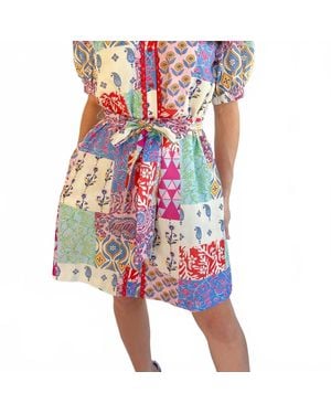 J joy Kaleidocloth Short Sleeve Shirt Dress - Red