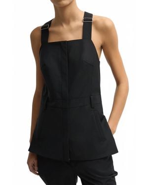 Tibi Recycled Tropical Wool Overall Top - Black