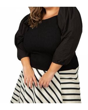 Tanya Taylor Leila Puff Sleeve Top - Black