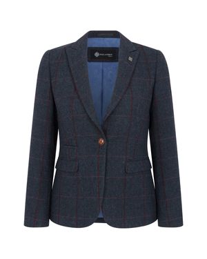 Oliver Tweed Infinity Leather Tweed Tailored Fit Formal Blazer - Blue
