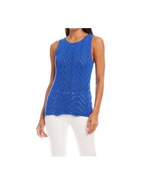Karen Kane Crochet Sweater Tank - Blue