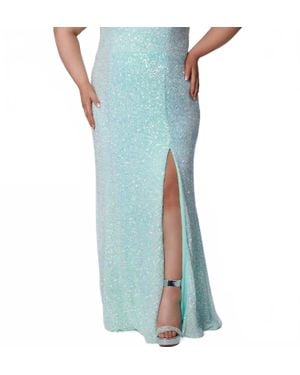 Sydney's Closet Sweetheart Neckline Sequin Gown - Blue