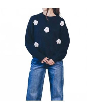 Wishlist 3D Flower Knit Sweater - Blue
