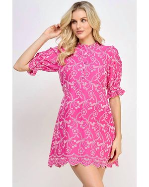Rubienn Eyelet Back Tie Mini Dress - Pink