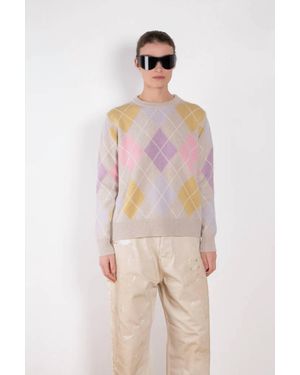 &Daughter Argyle Crew Lambswool Sweater - Pink