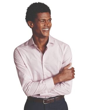Charles Tyrwhitt Charles Tyrhwitt Slim Fit Medallion Non-Iron Stretch Print Shirt - Pink