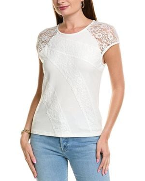 Nicole Miller Lace Trim T-Shirt - White