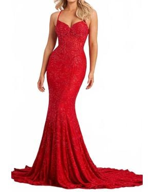 Colette for Mon Cheri Sweetheart Lace Mermaid Gown - Red