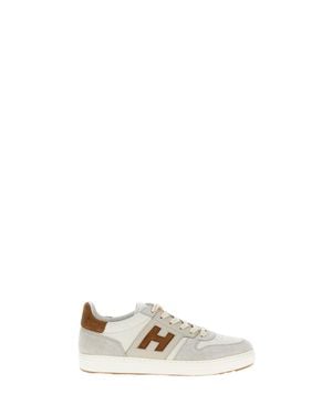Hogan Leather Low-Top Sneakers With Contrast Suede Inserts - White