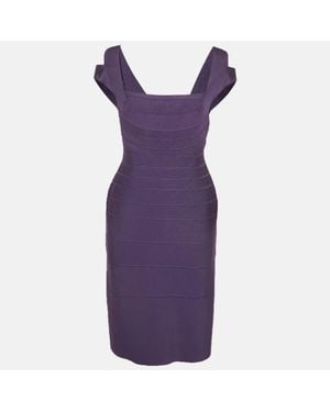 Hervé Léger Stretch Knit Sleeveless Bandage Dress - Purple