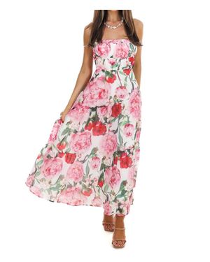 one & only Afternoon Garden Stroll Strapless Maxi Dress - Red