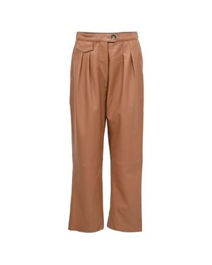 Nanushka Mitsu High-Rise Pleated Pants - Brown