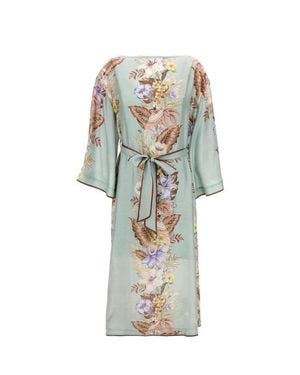 Zimmermann Floral Print Silk Midi Dress - White