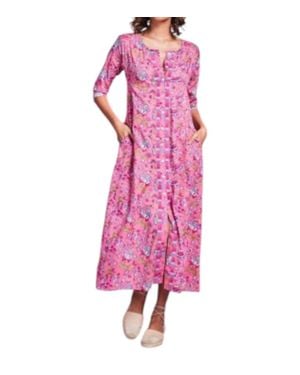 Ro's Garden Embroidered Blair Long Kurta - Pink
