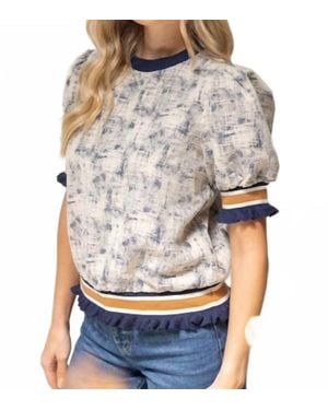 Deon Playful Ruffle Sheryl Top - Gray
