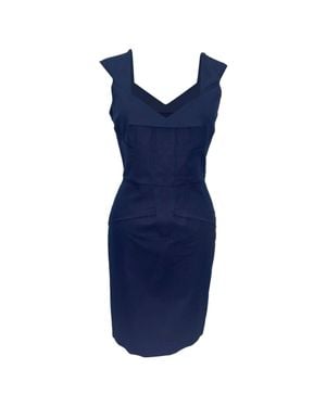 Roland Mouret V-Neck Mini Dress - Blue