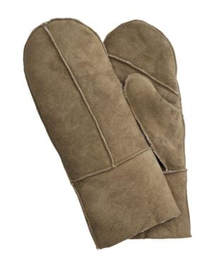 Infinity Leather Genuine Real Sheepskin Suede Mittens Warm Gloves - Green