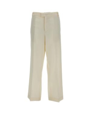 Meta Campania Gilles Tropical Wool Twill Formal Pants - Natural