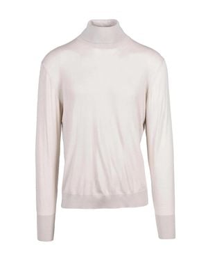 Eleventy Wool Turtleneck Sweater With High Collar - White