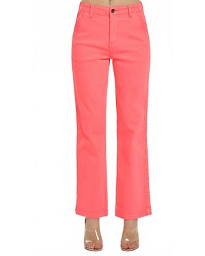 Risen High Rise Ankle Twill Pants - Red